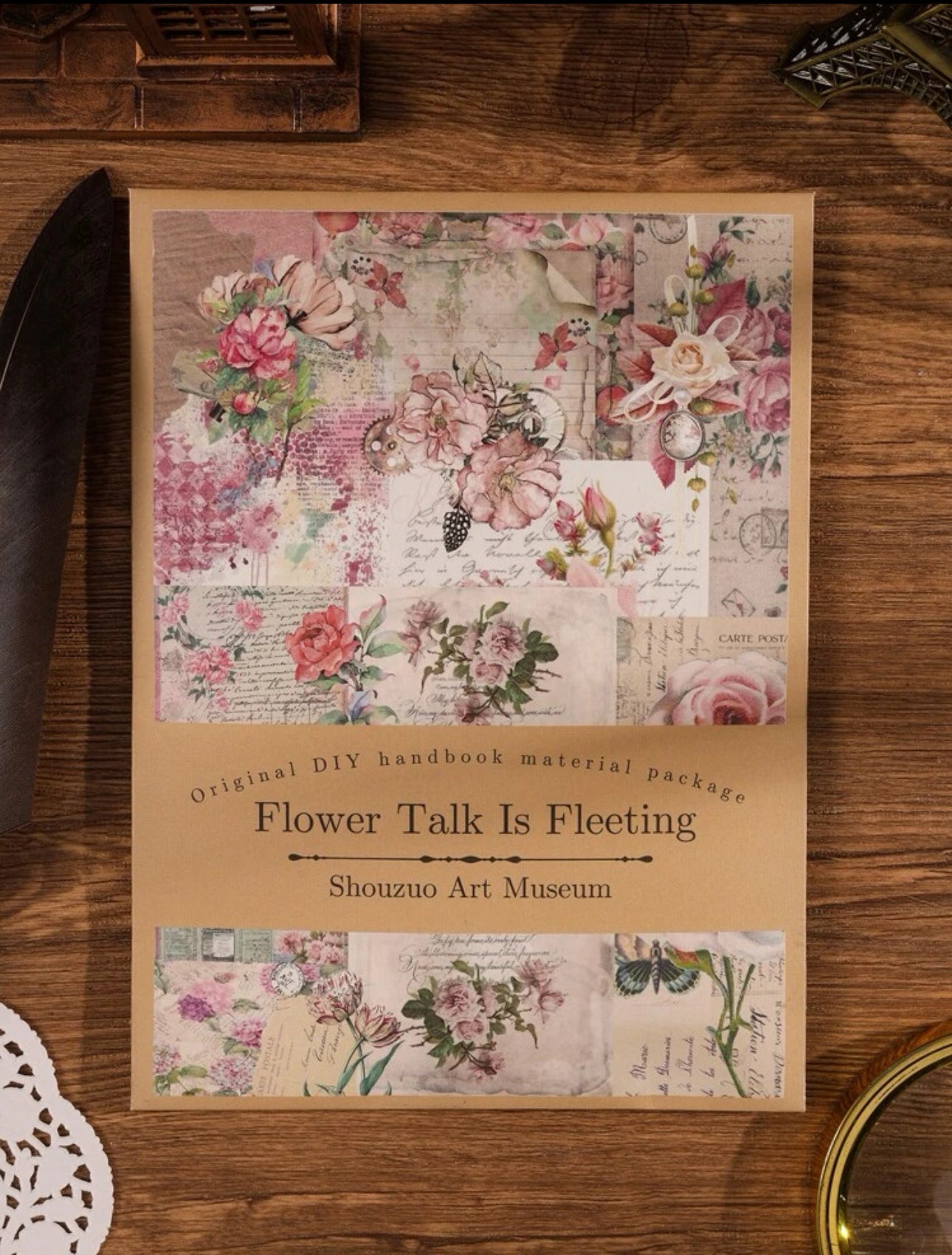 Dreamy Vintage Floral Junk Journal Kit | Blue & Pink Flowers Print | Journal Paper, Shabby Vintage Junk Journal