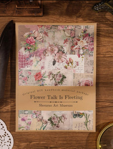 Dreamy Vintage Floral Junk Journal Kit | Blue & Pink Flowers Print | Journal Paper, Shabby Vintage Junk Journal