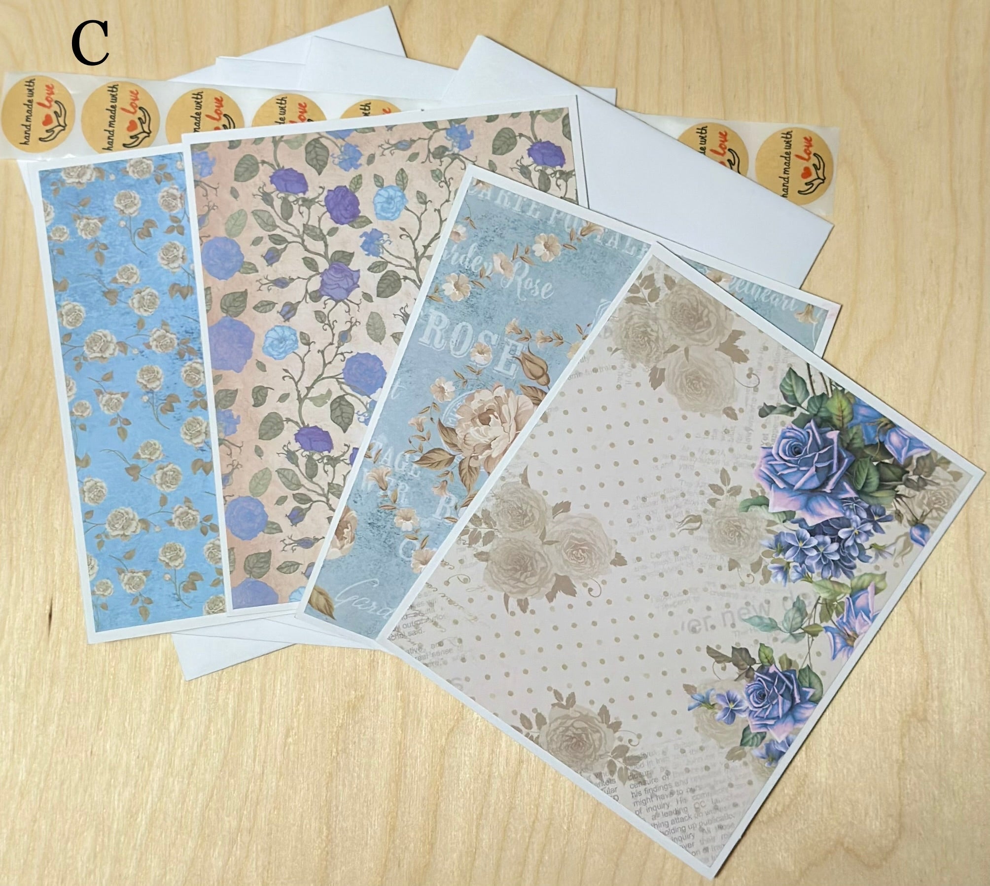 Handmade Floral Greeting Cards Set with Envelopes - Blank Cards Set - All Occasion...