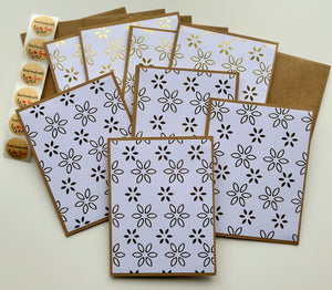 Handmade Elegant White & Gold Cards Set with Envelopes | Thank You Cards Set | Note Cards Set | Greeting Cards Set | Set Of Six Cards