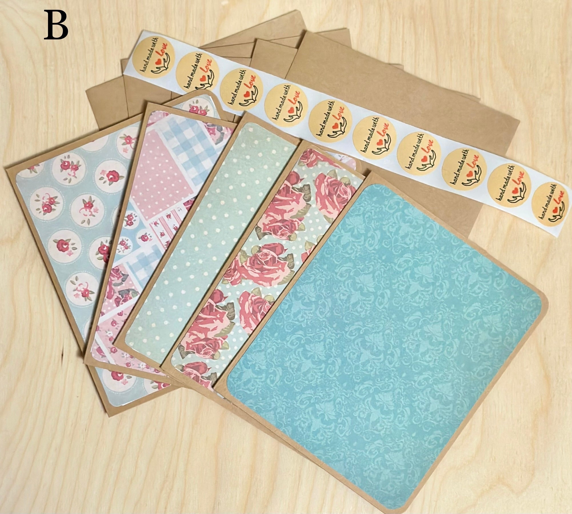 Handmade Small Floral Greeting Cards Set with Envelopes - Blank Cards Set - All Occasion...