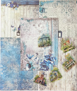Dreamy Vintage Floral Junk Journal Kit | Blue & Pink Flowers Print | Journal Paper, Shabby Vintage Junk Journal