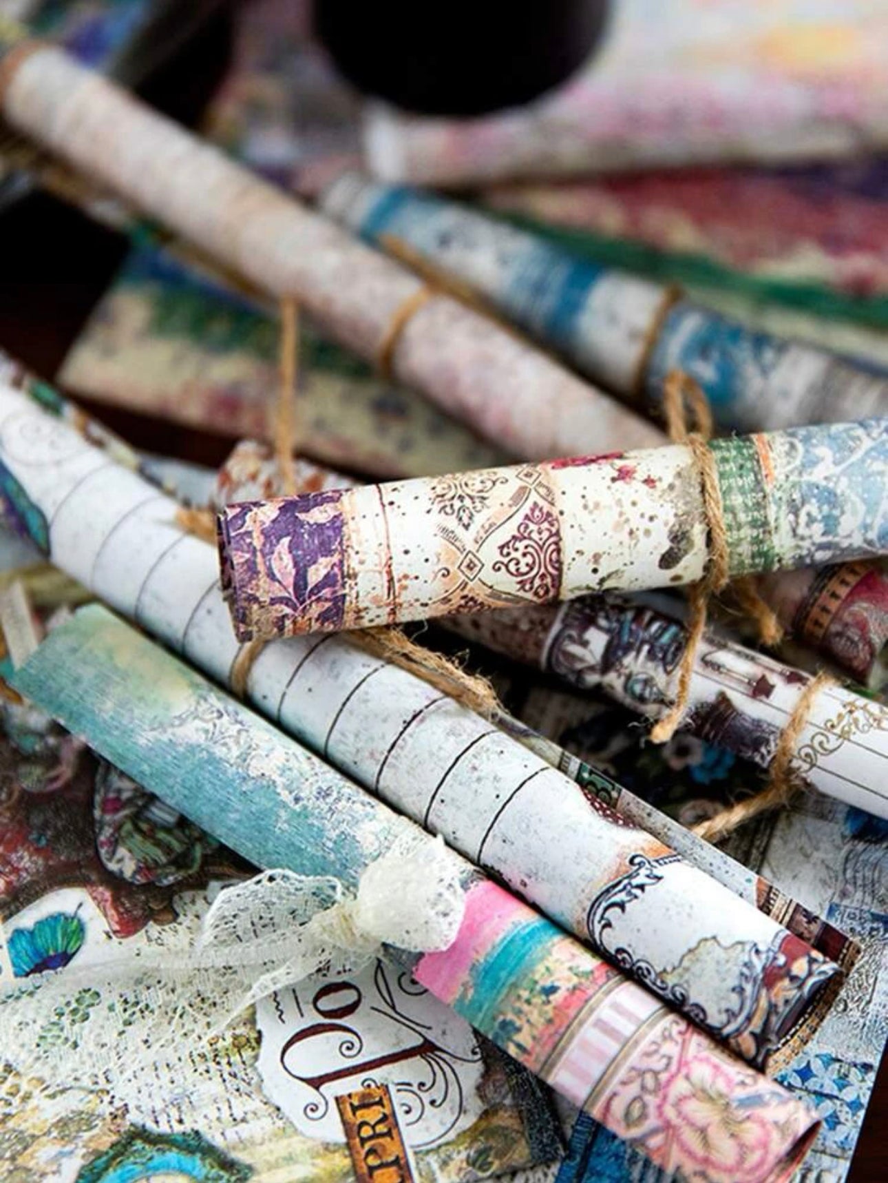 Dreamy Vintage Floral Junk Journal Kit | Blue & Pink Flowers Print | Journal Paper, Shabby Vintage Junk Journal