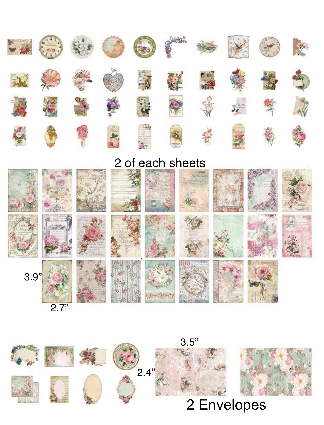 Dreamy Vintage Floral Junk Journal Kit | Blue & Pink Flowers Print | Journal Paper, Shabby Vintage Junk Journal