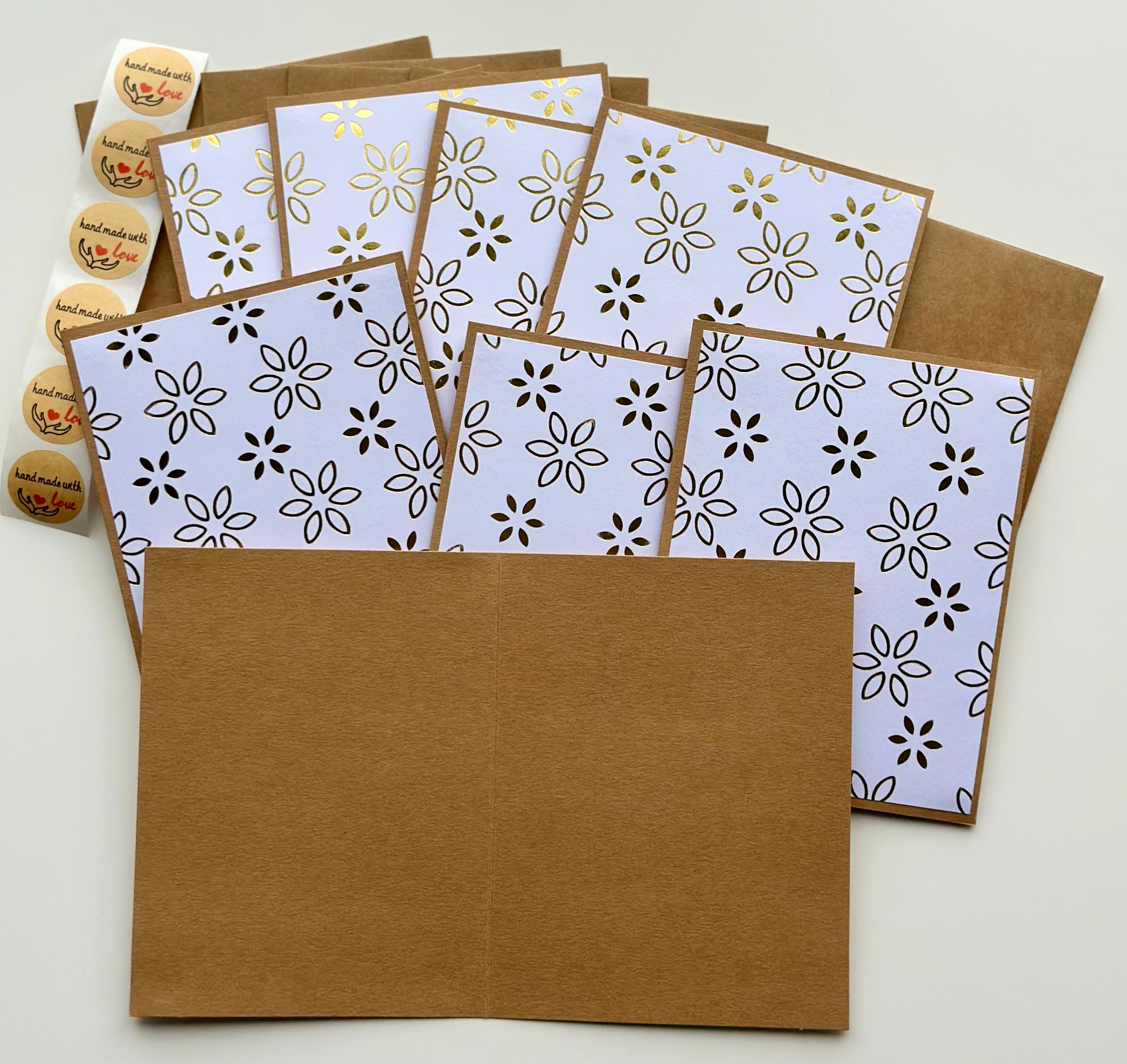 Handmade Elegant White & Gold Cards Set with Envelopes | Thank You Cards Set | Note Cards Set | Greeting Cards Set | Set Of Six Cards