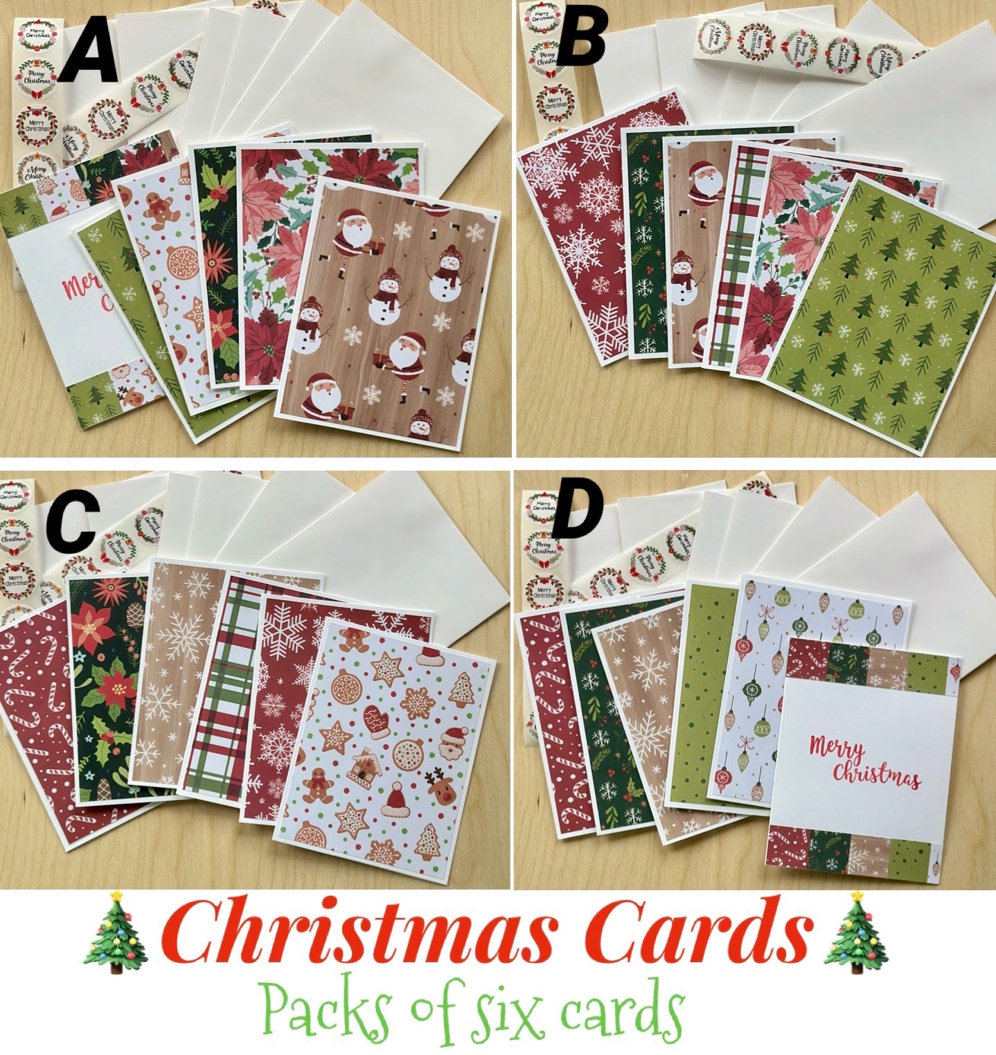 Christmas Cards | Blank Christmas Cards | Greeting Cards | Holiday Cards |Handmade Cards Sets | Set of 6 Cards | Set of 8 Cards