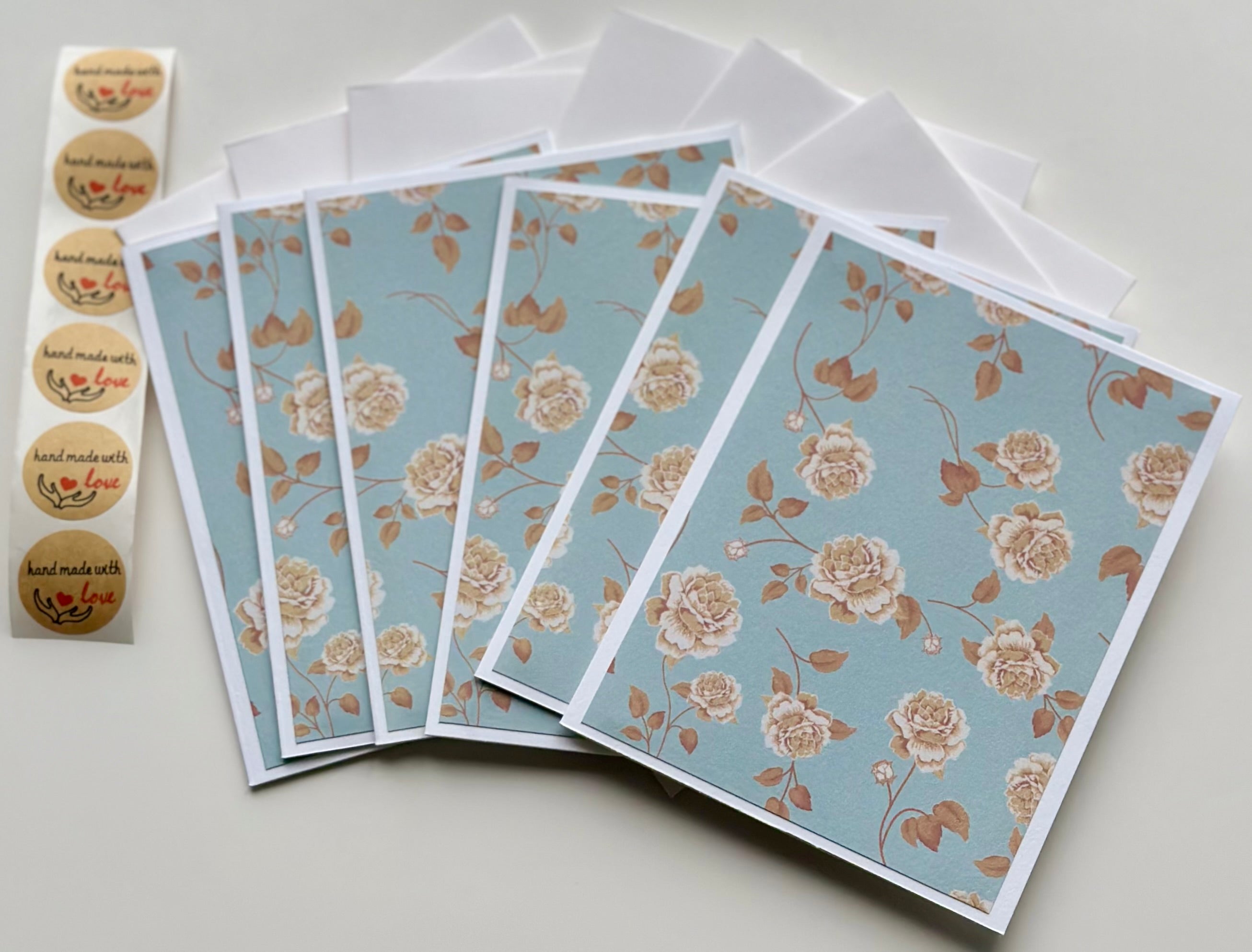 Set of 6: Handmade Cards | Beautiful Floral Cards Set with Envelopes | Thank You Cards Set | Note Cards Set | Greeting Cards Set