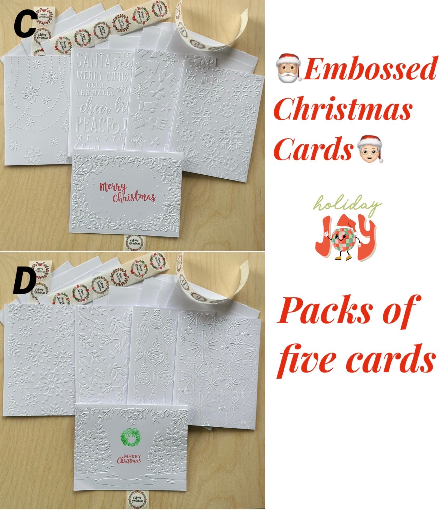 Christmas Cards | Embossed Christmas Cards | Blank Christmas Cards | Greeting Cards | Holiday Cards | Handmade Cards Sets | Cards Sets