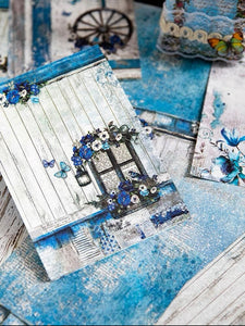 Dreamy Vintage Floral Junk Journal Kit | Blue & Pink Flowers Print | Journal Paper, Shabby Vintage Junk Journal