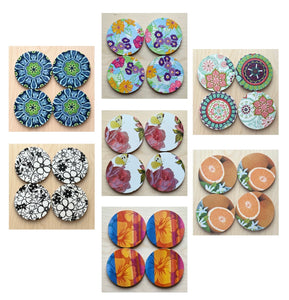 Wood Coasters | Decoupage Coasters - Set of 4