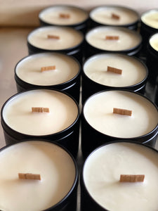 Vanilla Bourbon | Scented Tin Candle | Wooden Wick
