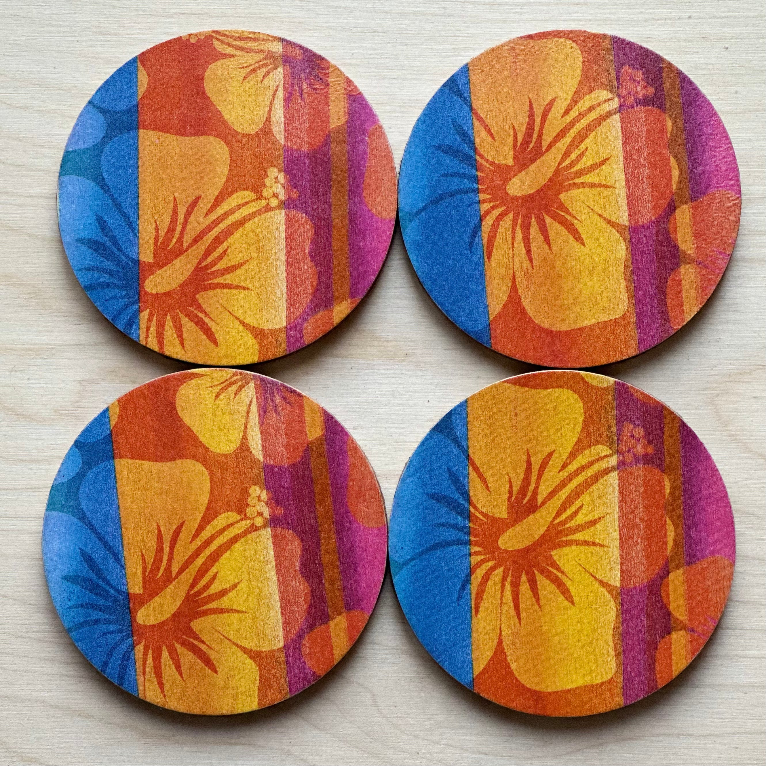 Wood Coasters | Decoupage Coasters - Set of 4