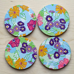 Wood Coasters | Decoupage Coasters - Set of 4