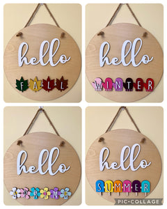 4 Seasons Interchangeable | Interchangeable Door Hanger | Spring, Summer, Fall & Winter Door Hanger